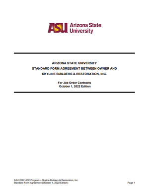 Arizona State University, Construction & Paint services JOC, 2022 JOC Agreement