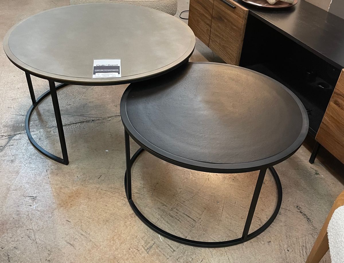 Crate and Barrel Knurl Iron and Aluminum Nesting Tables SOLD Airpark