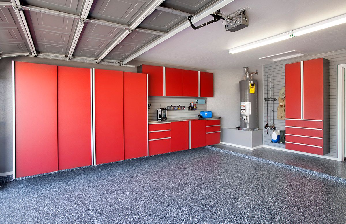 Red Cabinets Stainless Workbench Blue Ice Floor Grey Slatwall Angle Aug 2013.jpg