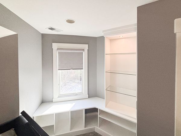 Home Office Built-Ins with Glass Shelving, Omaha