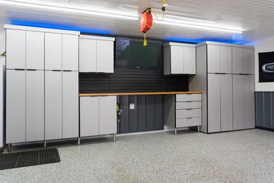 Garage Cabinets with Workbench and Overhead Storage, Omaha