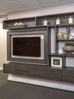 Custom Wall-Mounted Entertainment Center with Display Shelving, Omaha