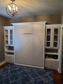 Queen Wall Bed with Glass Door Cabinets, Omaha
