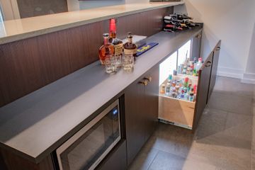 Home Bar with Lit Liquor Drawers, Omaha